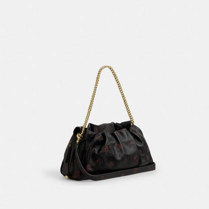 Coach Faye Large Shoulder Bag With Floral Print Im Black Wine Multi