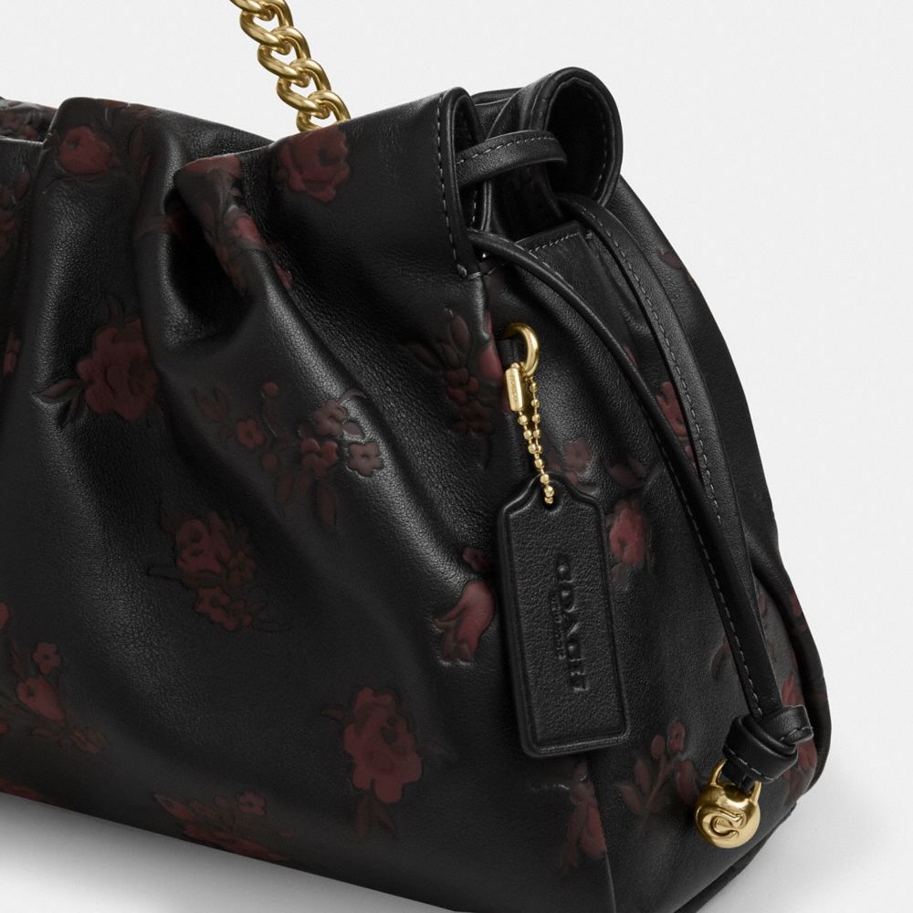 Coach Faye Large Shoulder Bag With Floral Print Im Black Wine Multi