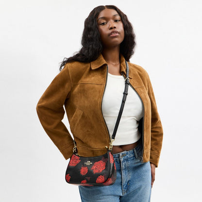 Coach Teri Shoulder Bag With Floral Print Im Black Red
