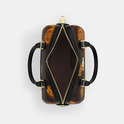 Coach Rowan Satchel Bag In Signature Canvas With Floral Print Im Walnut Black Multi