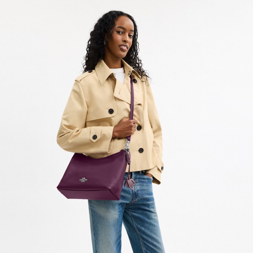 Coach Laurel Shoulder Bag With Flower Charm Sv Plum Jasmine