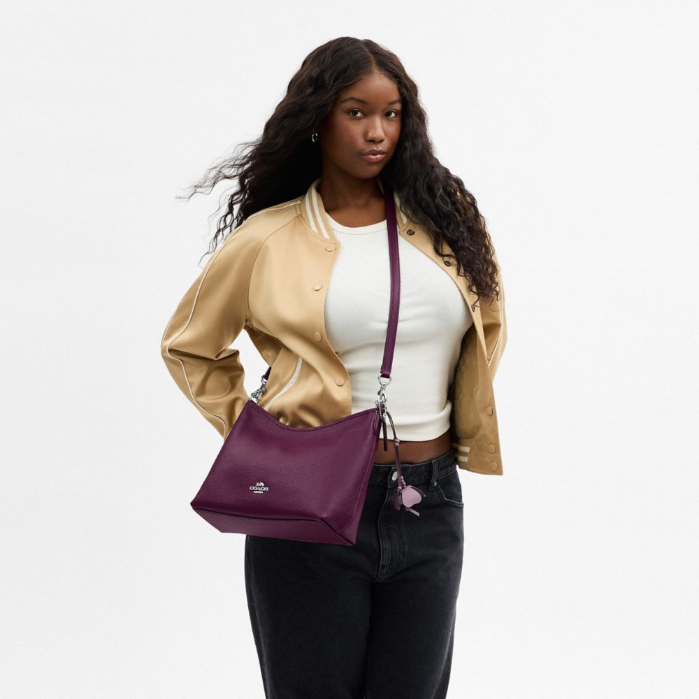 Coach Laurel Shoulder Bag With Flower Charm Sv Plum Jasmine