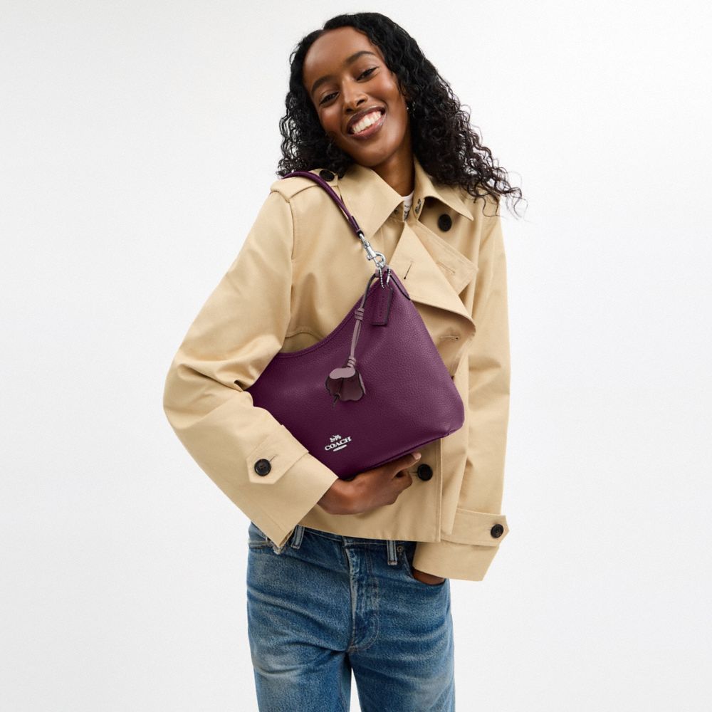 Coach Laurel Shoulder Bag With Flower Charm Sv Plum Jasmine
