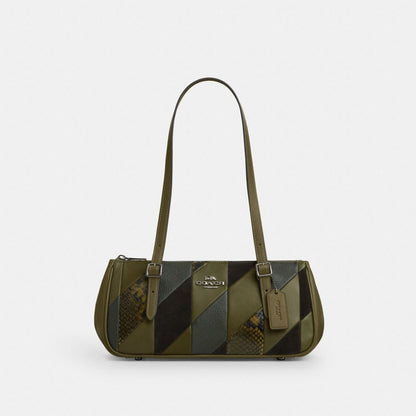 Coach Asher Shoulder Bag With Patchwork Gunmetal Olive Multi