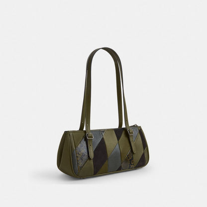 Coach Asher Shoulder Bag With Patchwork Gunmetal Olive Multi