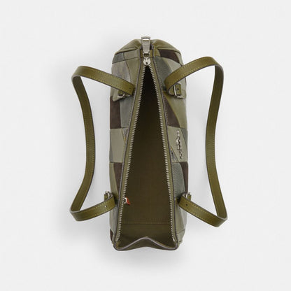 Coach Asher Shoulder Bag With Patchwork Gunmetal Olive Multi