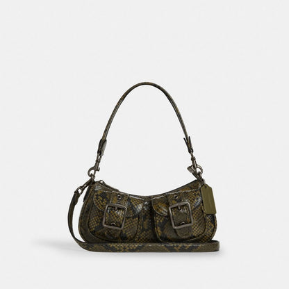 Coach Ashton Bag With Snake Print Gunmetal Olive Multi