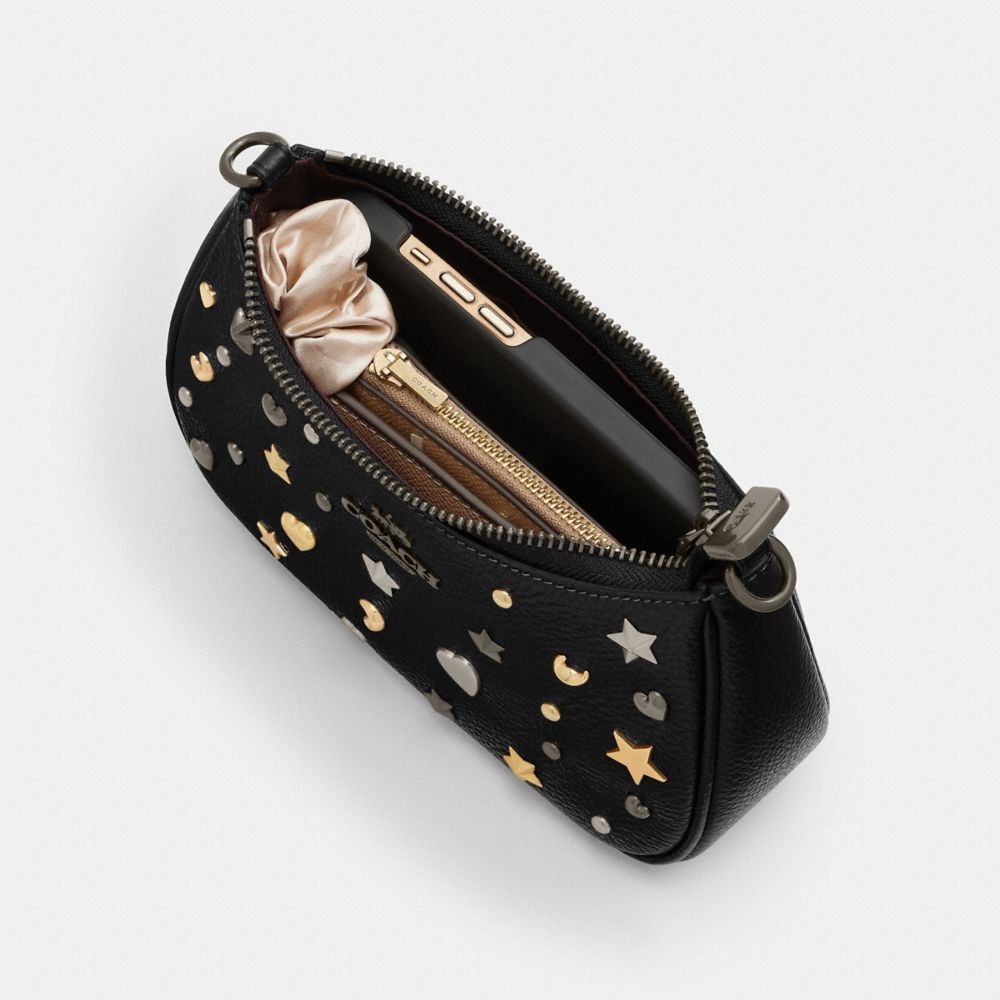 Coach Teri Mini Crossbody Bag With Rivets Gunmetal Black Multi