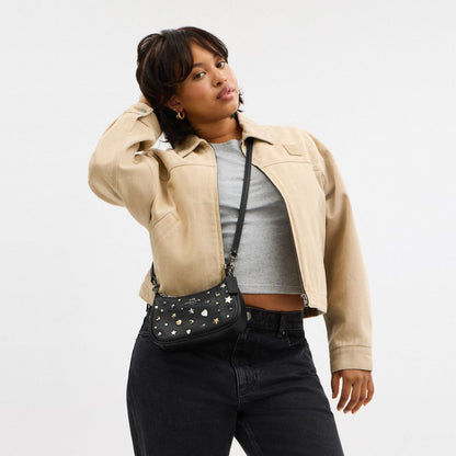 Coach Teri Mini Crossbody Bag With Rivets Gunmetal Black Multi