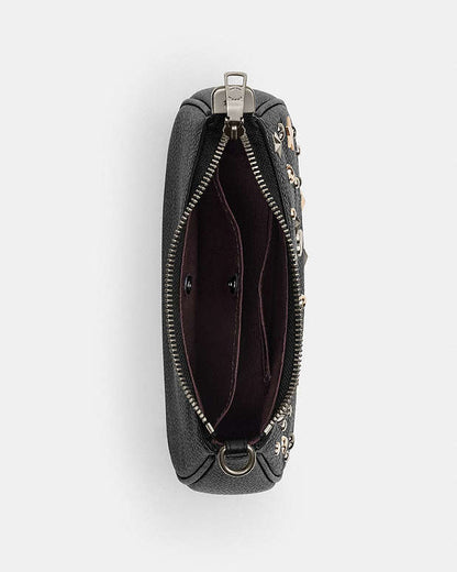 Teri Mini Crossbody Bag With Rivets Pebbled Leather-Gunmetal-Black Multi Pebbled Leather-Gunmetal-Black Multi