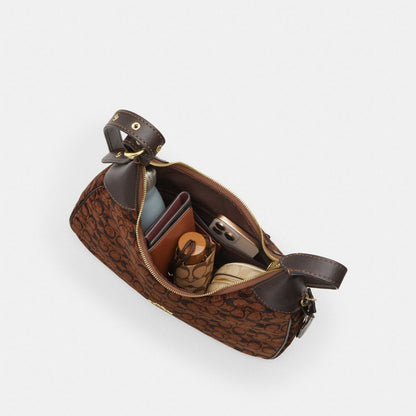 Coach Ella Shoulder Bag In Signature Chenille Gold Truffle