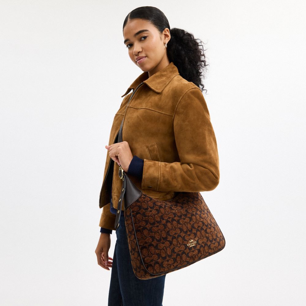 Coach Ella Shoulder Bag In Signature Chenille Gold