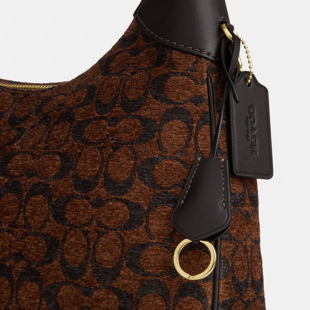 Coach Ella Shoulder Bag In Signature Chenille Gold Truffle