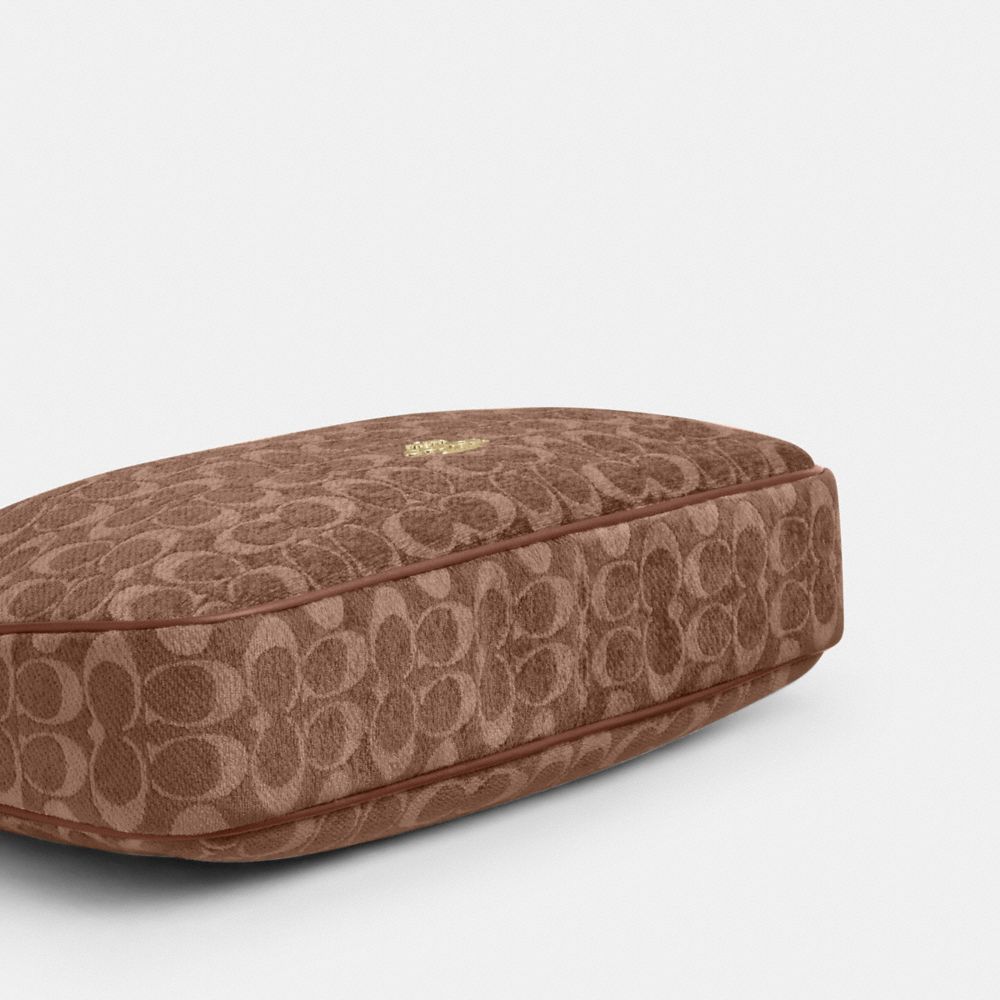 Coach Ella Shoulder Bag In Signature Chenille Gold Light Khaki Vintage Brown