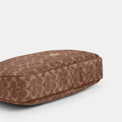 Coach Ella Shoulder Bag In Signature Chenille Gold Light Khaki Vintage Brown