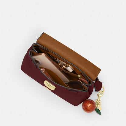 Coach Emory Top Handle Bag Gold Maroon
