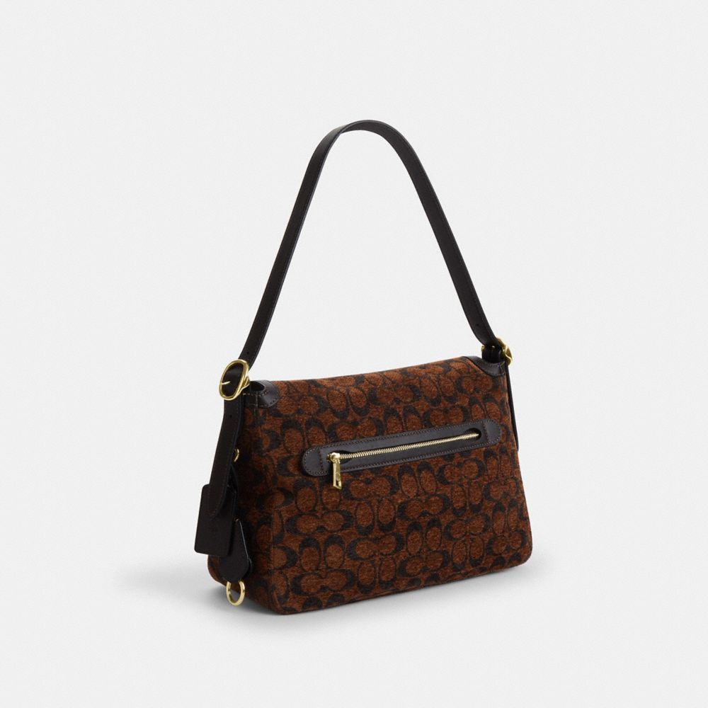 Coach Etta Flap Bag In Signature Chenille Gold/Truffle