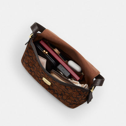 Coach Etta Flap Bag In Signature Chenille Gold/Truffle
