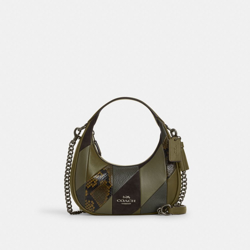 Coach Carmen Mini Crossbody Bag With Patchwork Gunmetal Olive Multi