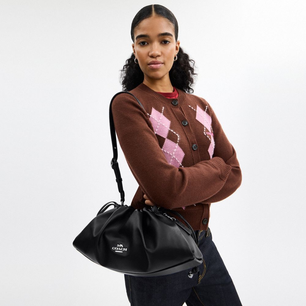 Coach Faye Large Shoulder Bag Silver Black