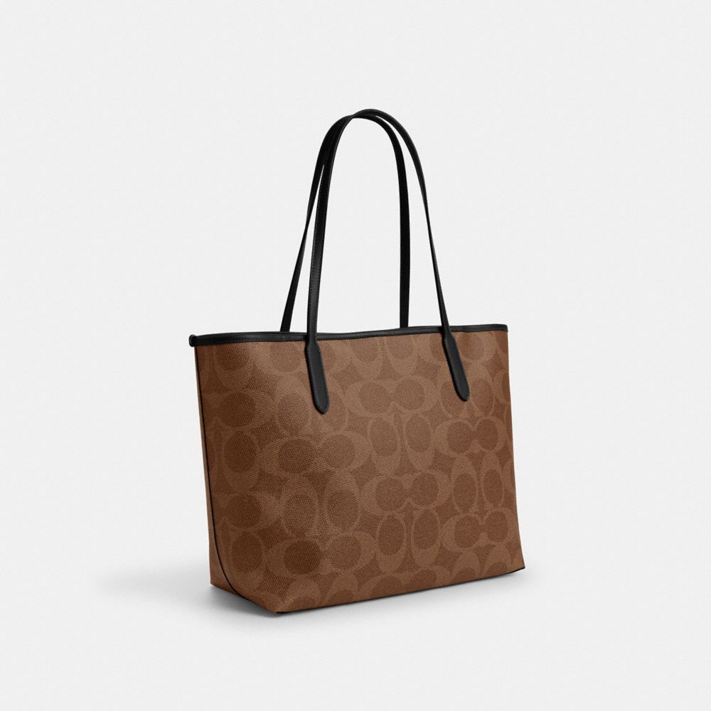 Coach City Tote Bag In Signature Canvas With Halloween Print Gold Tan Multi