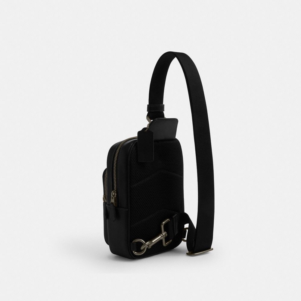 Coach Racer Sling Pack With Varsity Graphic Qb Walnut Multi