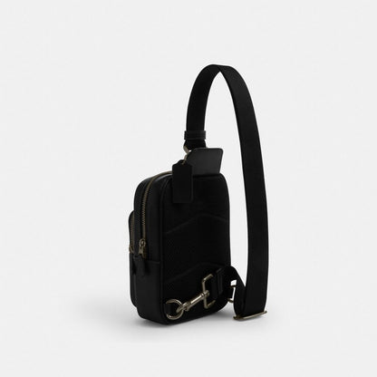 Coach Racer Sling Pack With Varsity Graphic Qb Walnut Multi