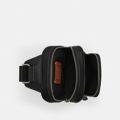 Coach Racer Sling Pack With Varsity Graphic Qb Walnut Multi