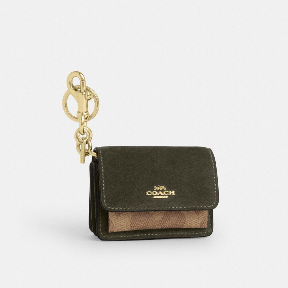Coach Klare Bag Charm With Signature Canvas Im Army Green Tan