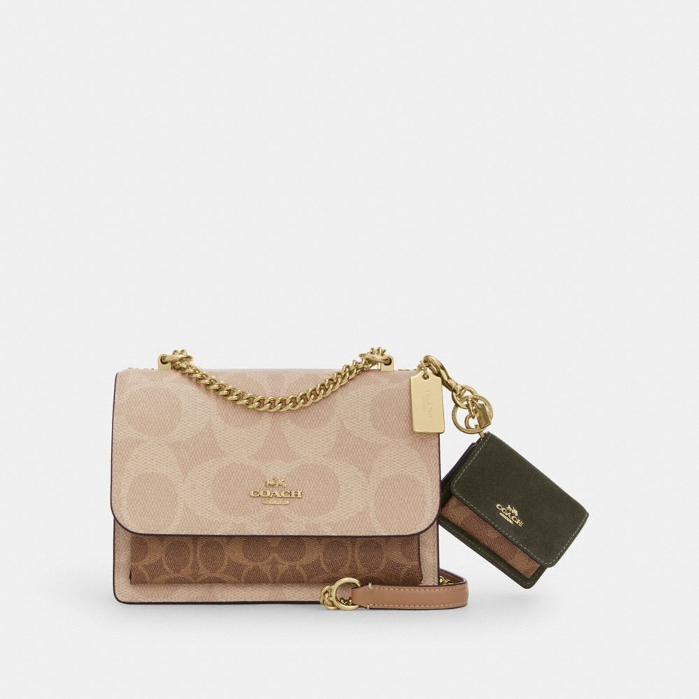 Coach Klare Bag Charm With Signature Canvas Im Army Green Tan