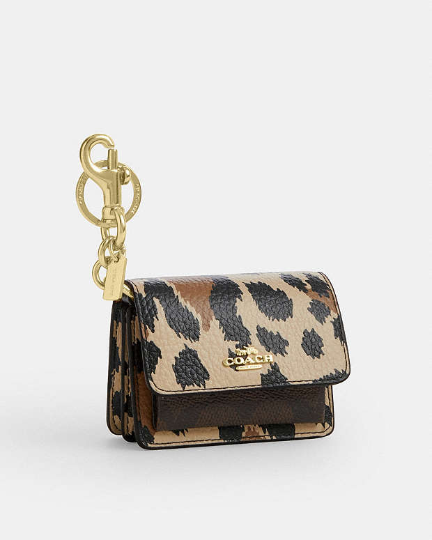 Klare Bag Charm With Signature Canvas And Leopard Print Pebbled Leather-Im-Leopard-Walnut Multi Pebbled Leather-Im-Leopard-Walnut Multi