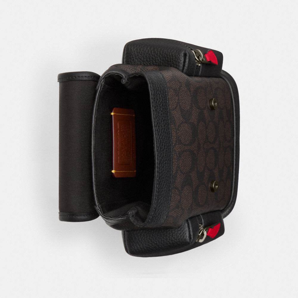 Coach Sprint Sling Pack In Signature Canvas Qb Walnut Bold Red