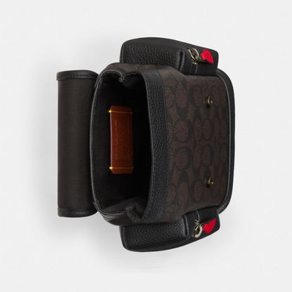 Coach Sprint Sling Pack In Signature Canvas Qb Walnut Bold Red