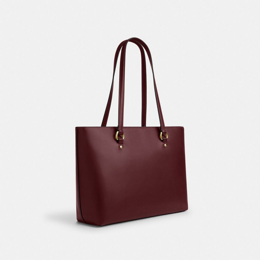 Coach Station Tote Bag Gold Maroon