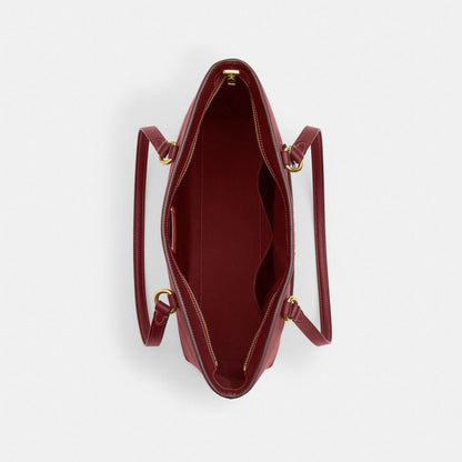 Coach Station Tote Bag Gold Maroon