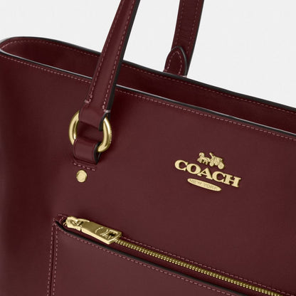 Coach Station Tote Bag Gold Maroon