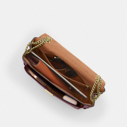 Coach Elodie Crossbody Bag Gold Dark Wine