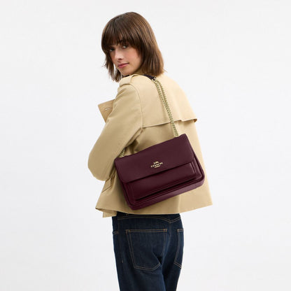 Coach Elodie Crossbody Bag Gold Dark Wine