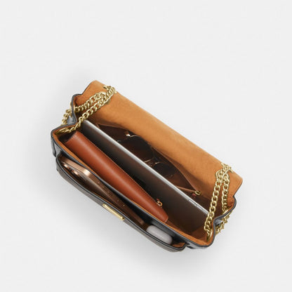 Coach Elodie Crossbody Bag In Signature Canvas Gold Walnut Black