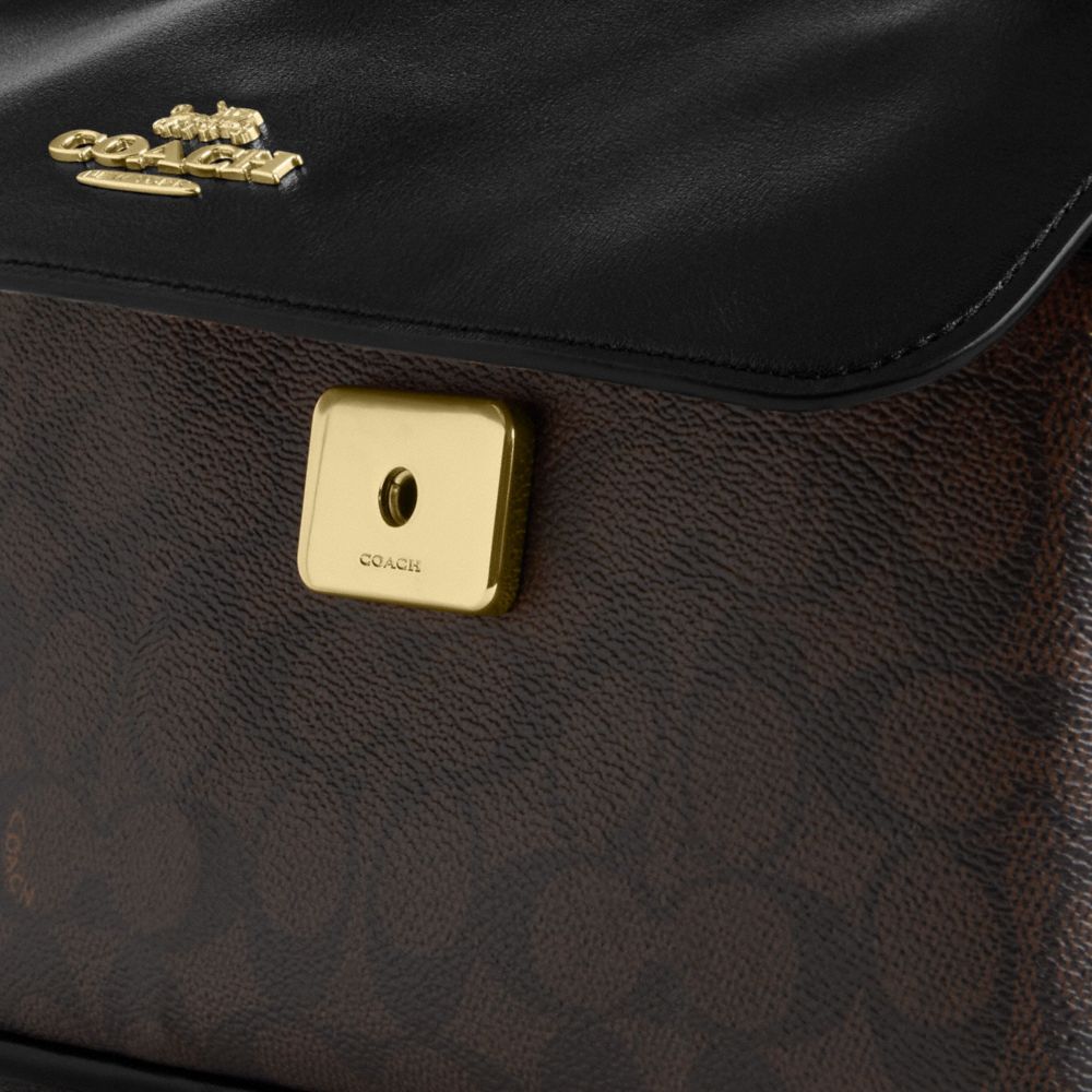 Coach Elodie Crossbody Bag In Signature Canvas Gold Walnut Black
