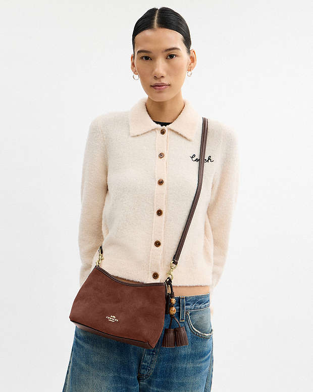 Laurel Small Shoulder Bag With Tassels Suede-Im-Vintage Brown-Maple Suede-Im-Vintage Brown-Maple