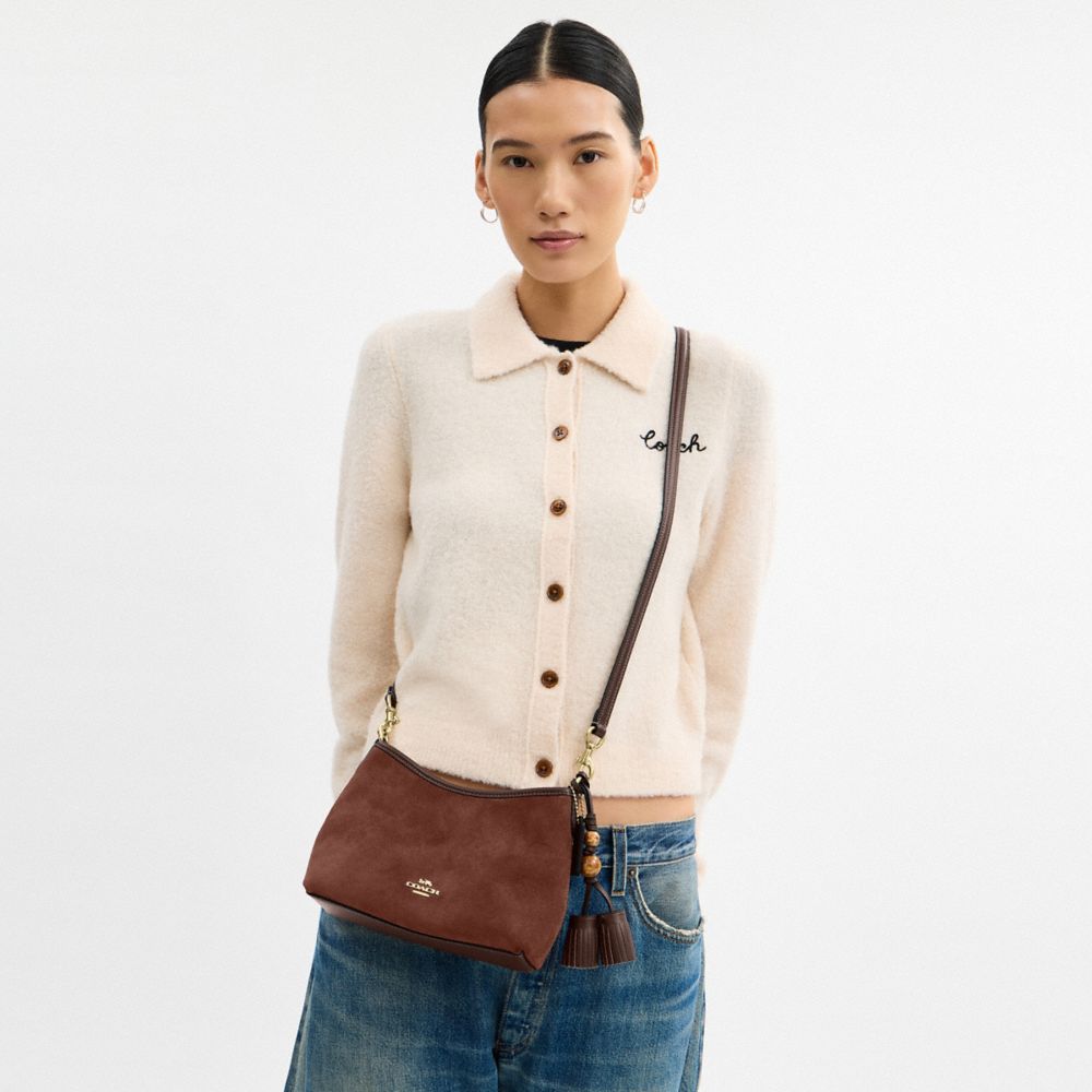 Coach Laurel Small Shoulder Bag With Tassels Gold Vintage Brown Maple