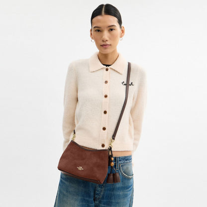 Coach Laurel Small Shoulder Bag With Tassels Gold Vintage Brown Maple