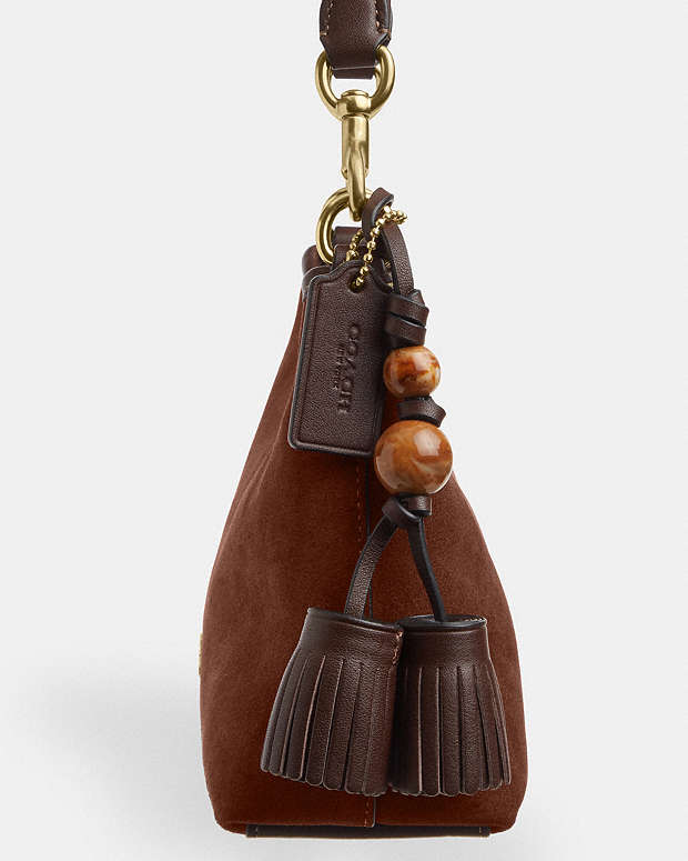 Laurel Small Shoulder Bag With Tassels Suede-Im-Vintage Brown-Maple Suede-Im-Vintage Brown-Maple