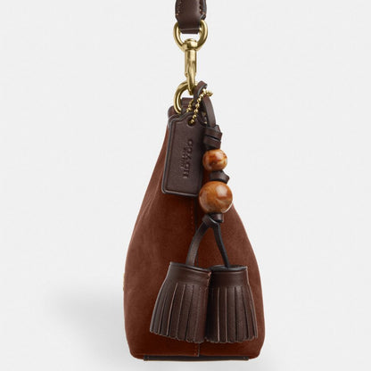 Coach Laurel Small Shoulder Bag With Tassels Gold Vintage Brown Maple