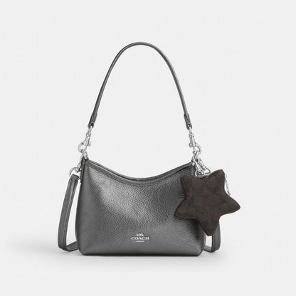 Coach Laurel Small Shoulder Bag With Star Charm Silver Metallic Graphite Walnut