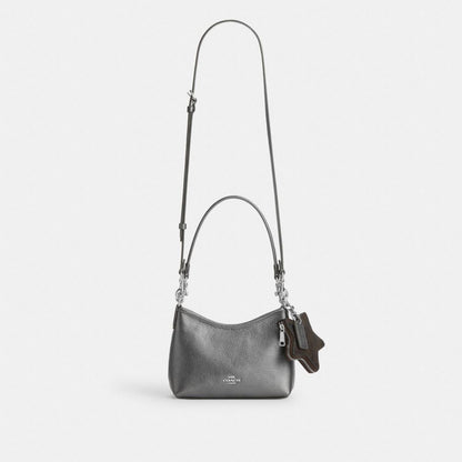 Coach Laurel Small Shoulder Bag With Star Charm Silver Metallic Graphite Walnut