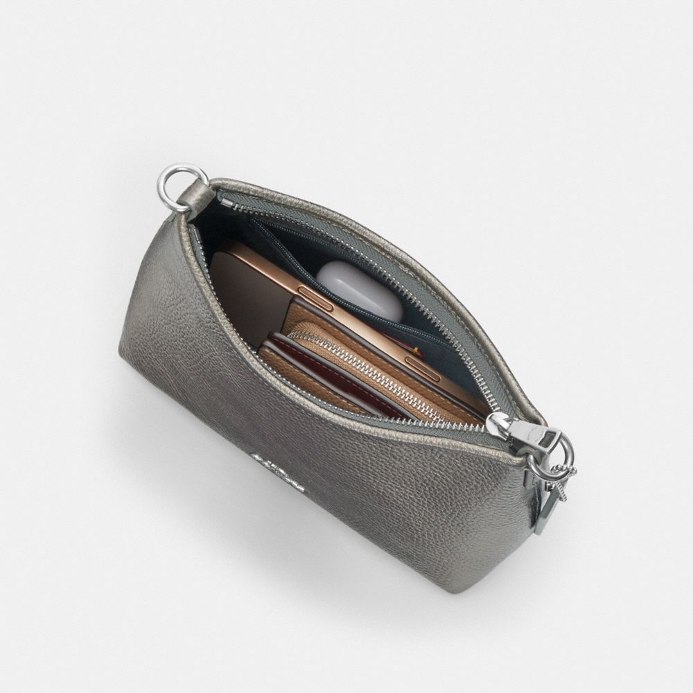 Coach Laurel Small Shoulder Bag With Star Charm Silver Metallic Graphite Walnut