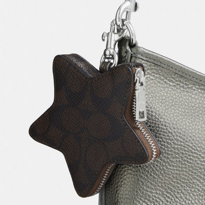 Coach Laurel Small Shoulder Bag With Star Charm Silver Metallic Graphite Walnut