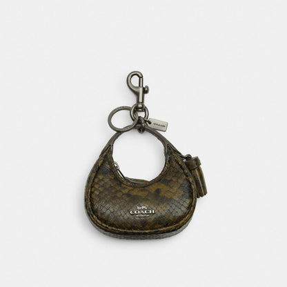 Coach Carmen Bag Charm With Snake Print Gunmetal Olive Multi